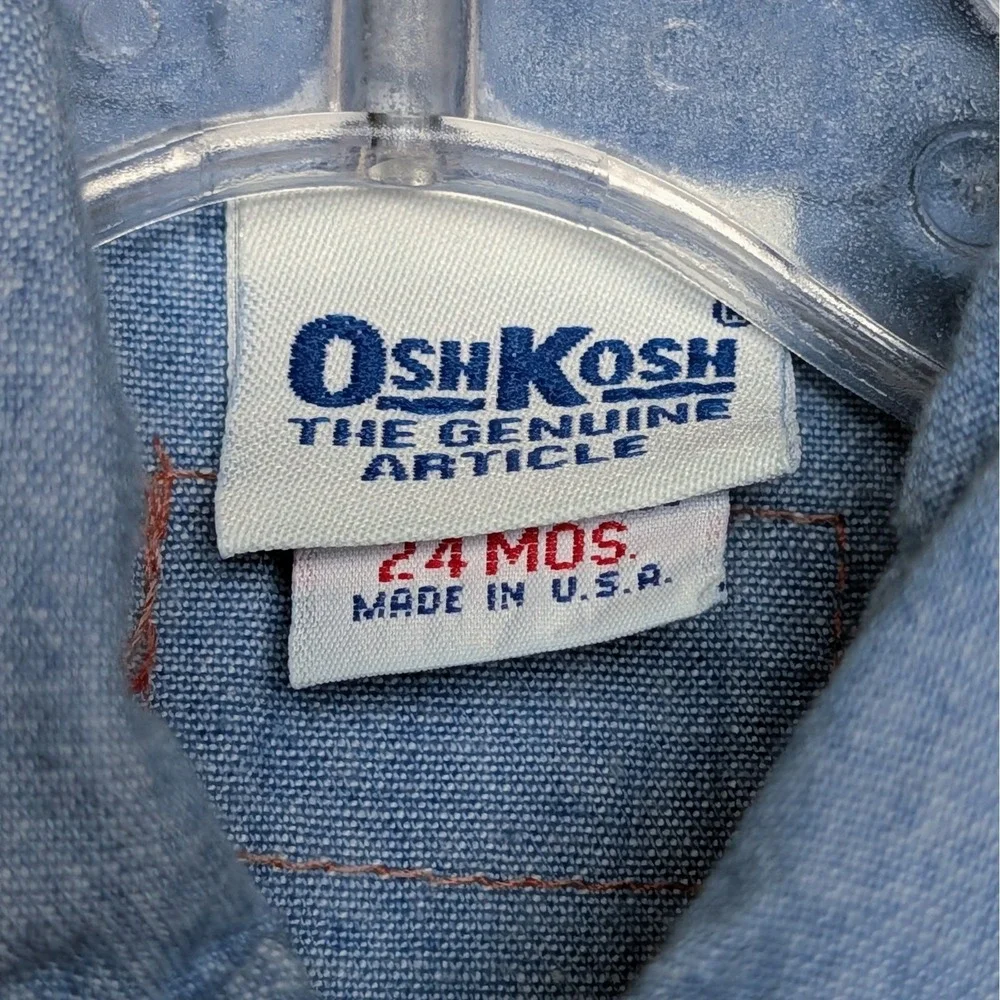 Vintage Osh Kosh B'Gosh Denim Romper  Collared Jumpsuit 90s Size‎ 24 Months
